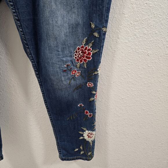 Y2K Embroidered Floral Jeans Sandpiper Blue Denim Slim Fit Stretch Size 12 - Picture 11 of 14